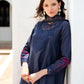 XENIA Printed Navy Blue Luxury Lawn Dress