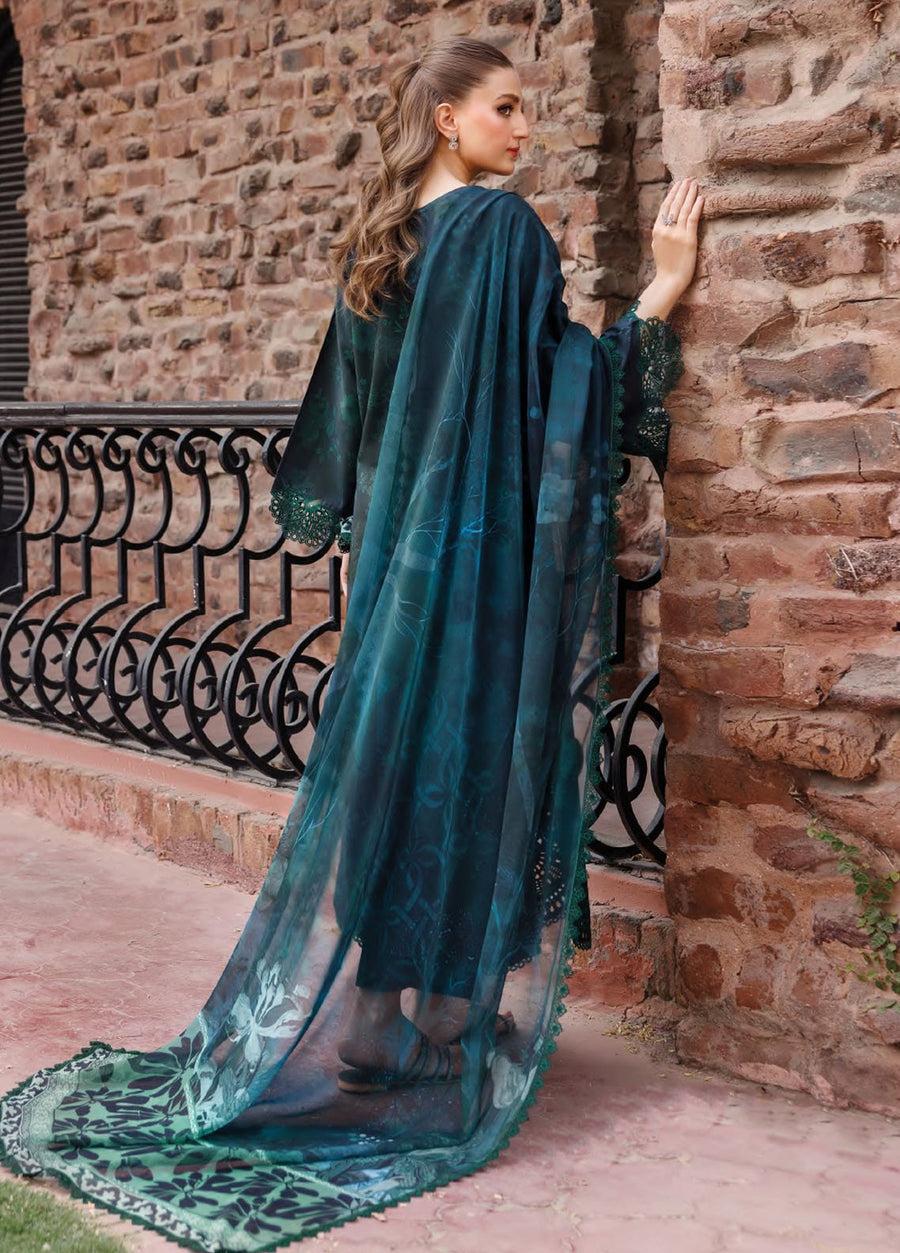 Farasha Embroidered Dark Green Luxury Chikankari Lawn Dress