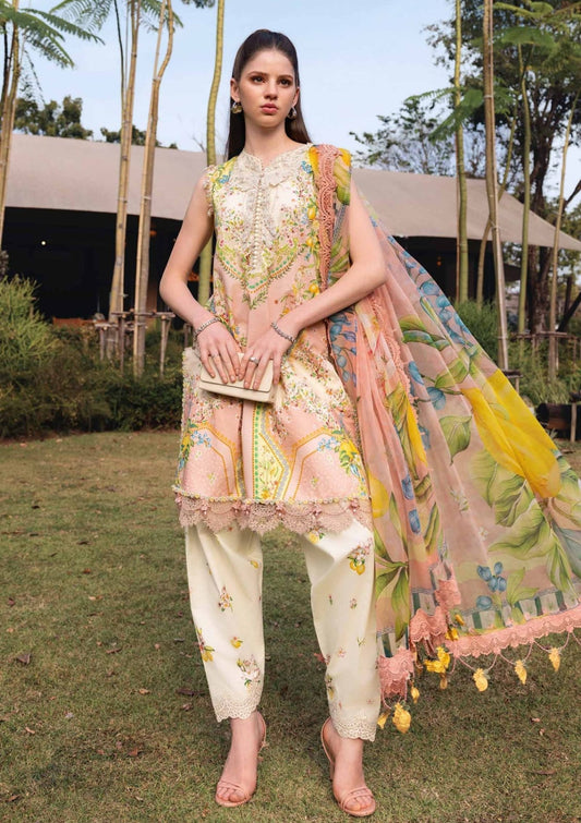 MP Embroidered Peach Luxury Lawn Dress