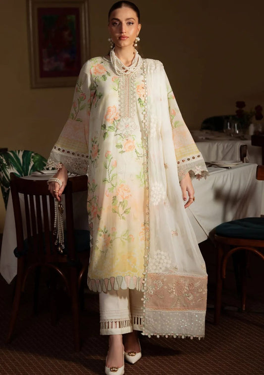 Nureh Embroidered Pista Luxury Lawn Dress