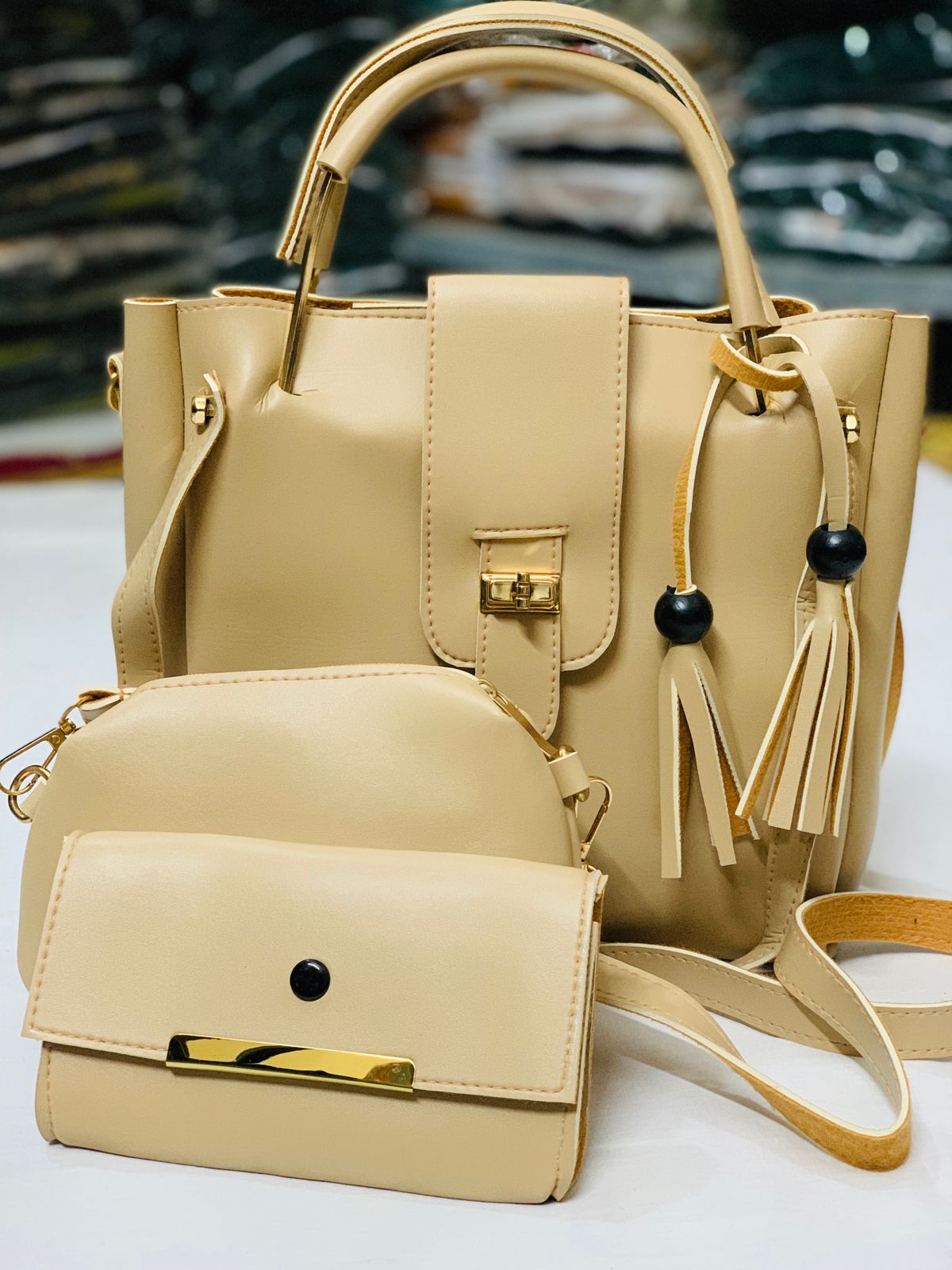 Set of 3 Bag Beige