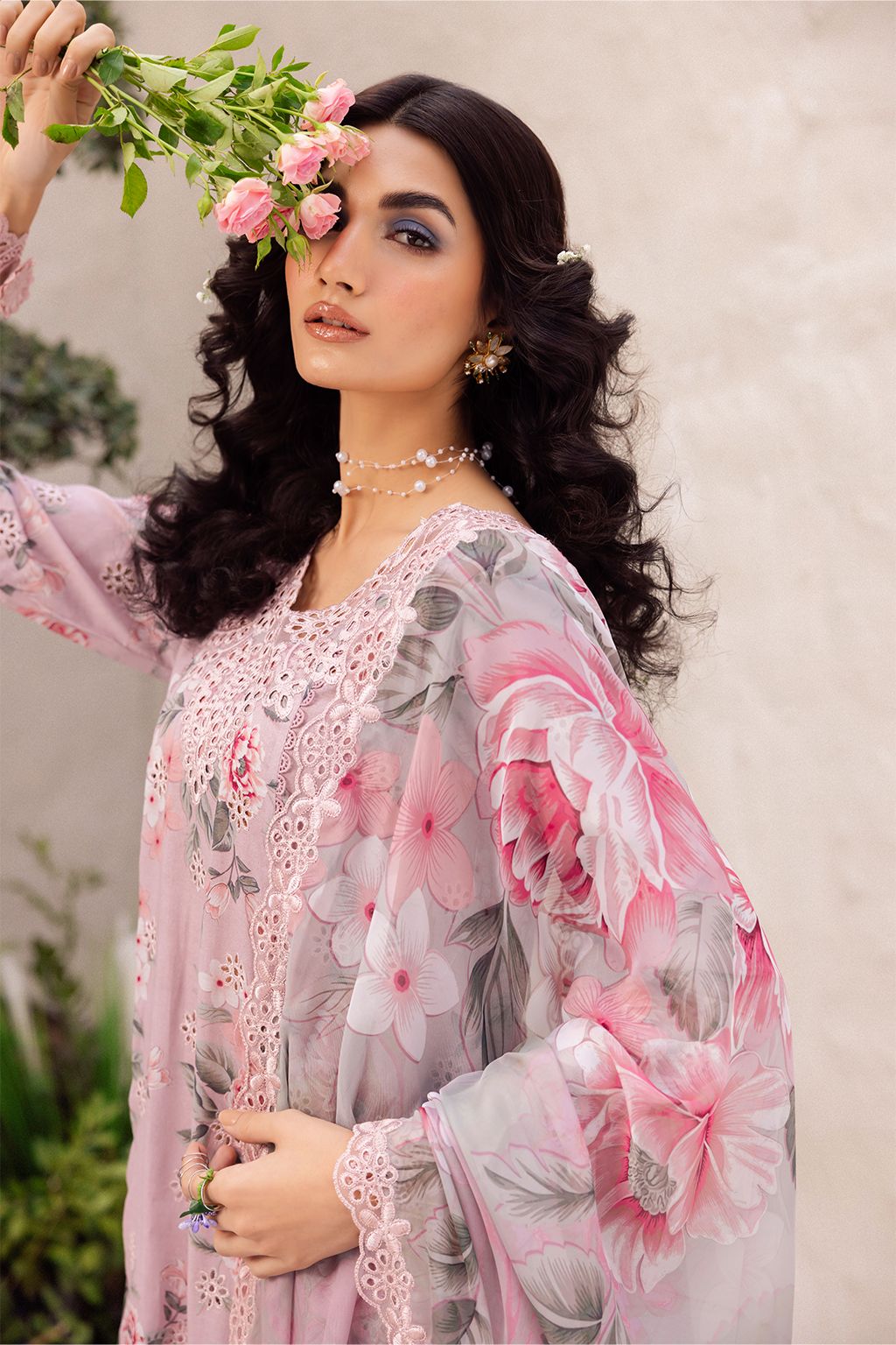 Iznik Pink Luxury Chikankari Lawn Dress