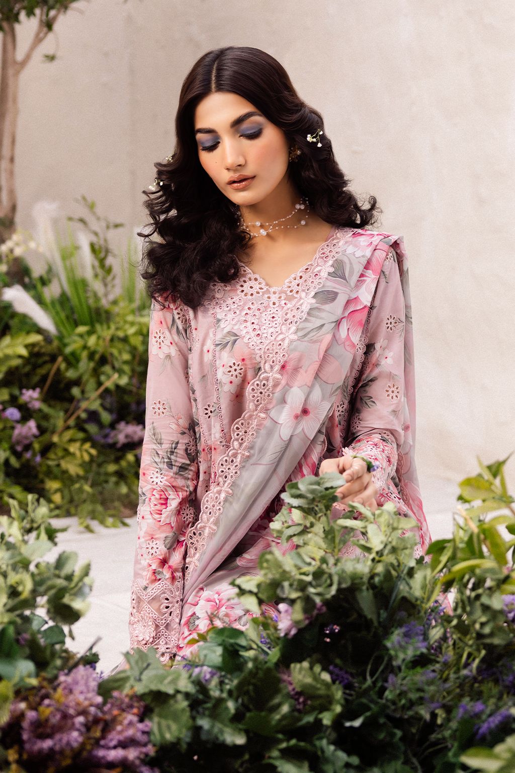 Iznik Pink Luxury Chikankari Lawn Dress