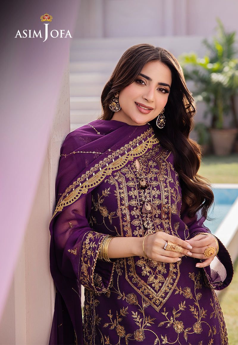 Asim Jofa Purple Luxury Chiffon Dress