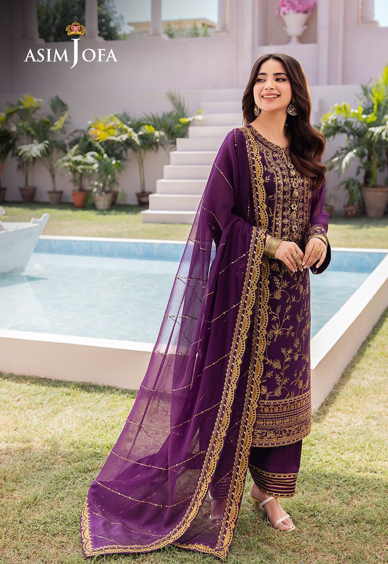 Asim Jofa Purple Luxury Chiffon Dress