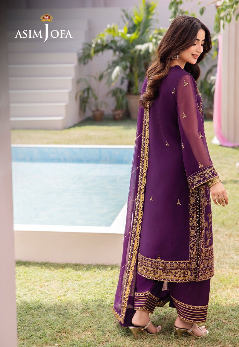 Asim Jofa Purple Luxury Chiffon Dress