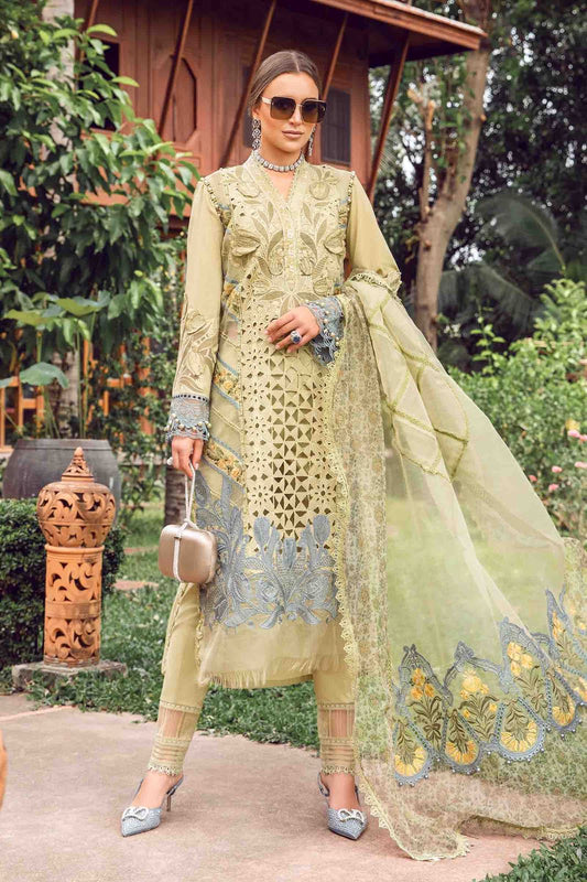 Maria B Parrot Green Luxury Lawn Dress