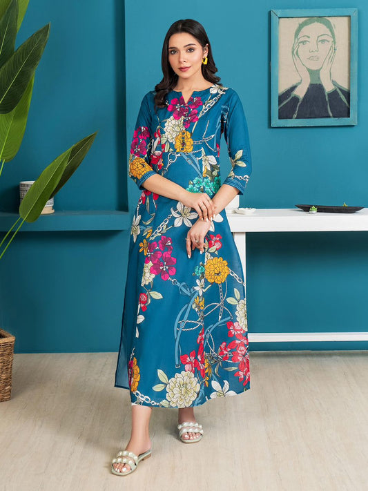 Limelight Blue Luxury Printed 3 Pcs Swiss Lawn Dress