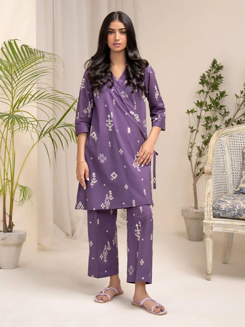 Limelight Purple Luxury 3 Pcs Printed Swiss Lawn Dress