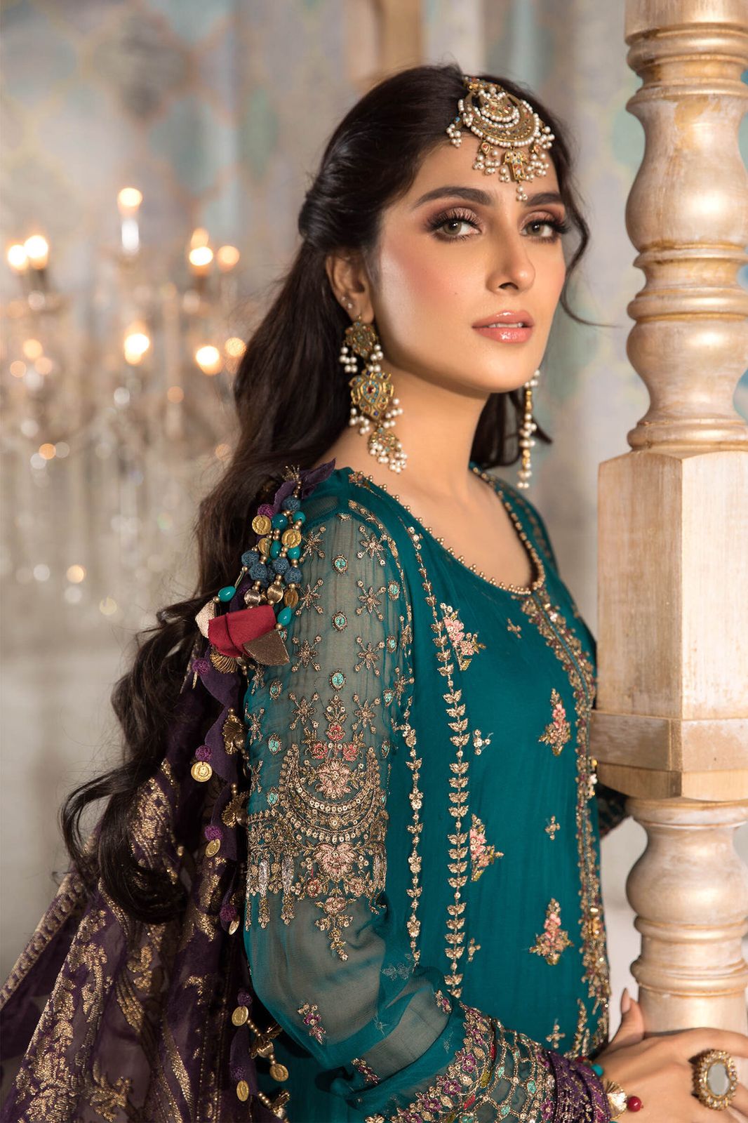 Embroidered Green Luxury Chiffon Gharara