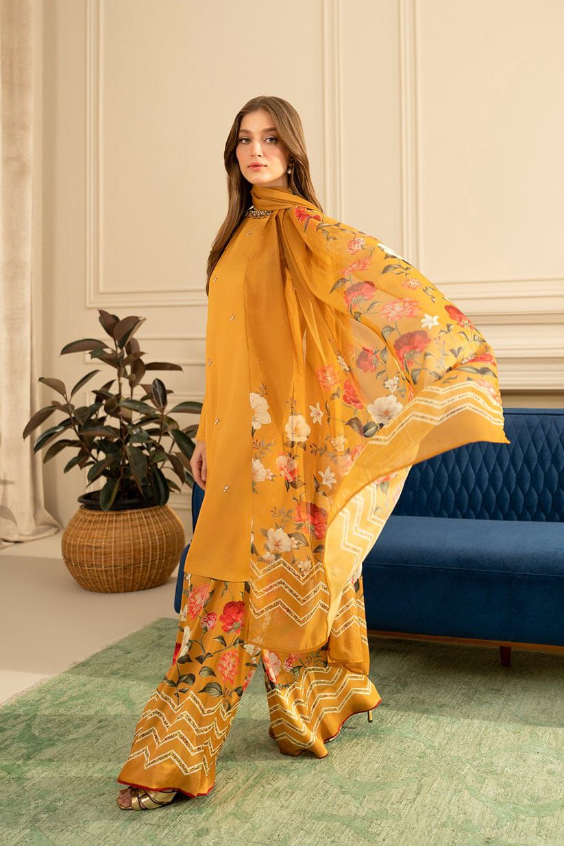 Lulusar Mustard Luxury Silk Dress