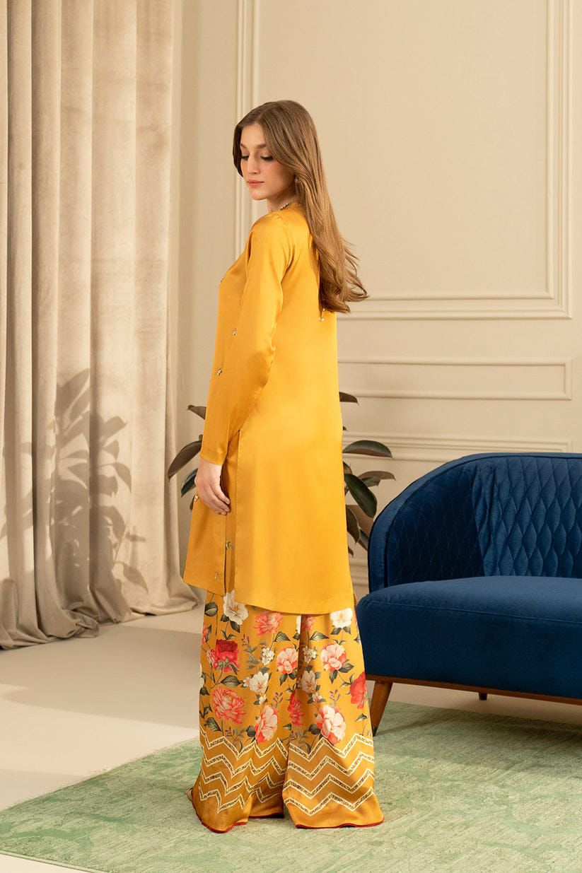 Lulusar Mustard Luxury Silk Dress