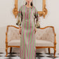 LSR Embroidered Green & Pink Stripe Silk Dress