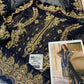 CHZ Embroidered Navy Blue Luxury Chiffon Dress