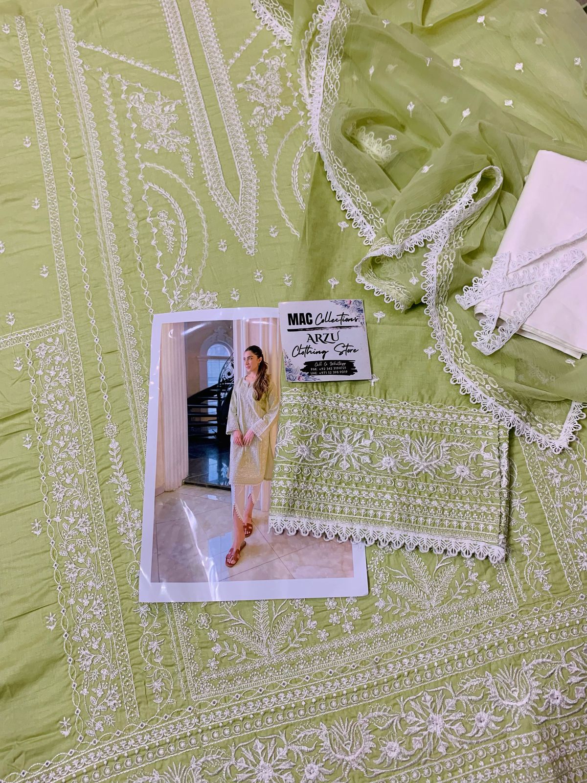 FS Embroidered Pista Luxury Lawn Dress
