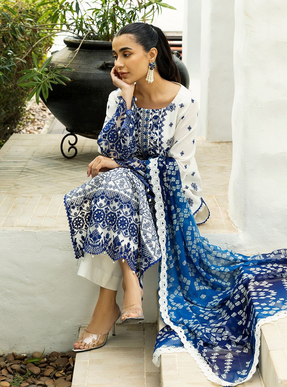 ZC Embroidered White & Blue Luxury Lawn Dress ZC Embroidered White & Blue Luxury Lawn Dress