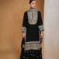 AJ Embroidered Black Chiffon Lehenga