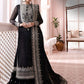 AJ Embroidered Black Chiffon Lehenga