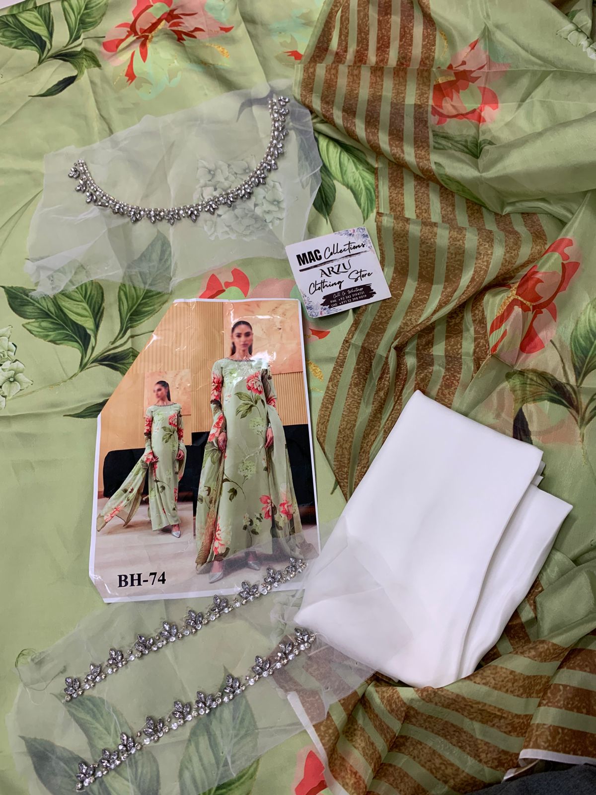 LSR Embroidered Pista Luxury Silk Dress