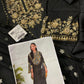 HR Embroidered Black Luxury Raw Silk Dress