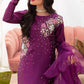 Vanya Embroidered Purple Luxury Raw Silk Dress