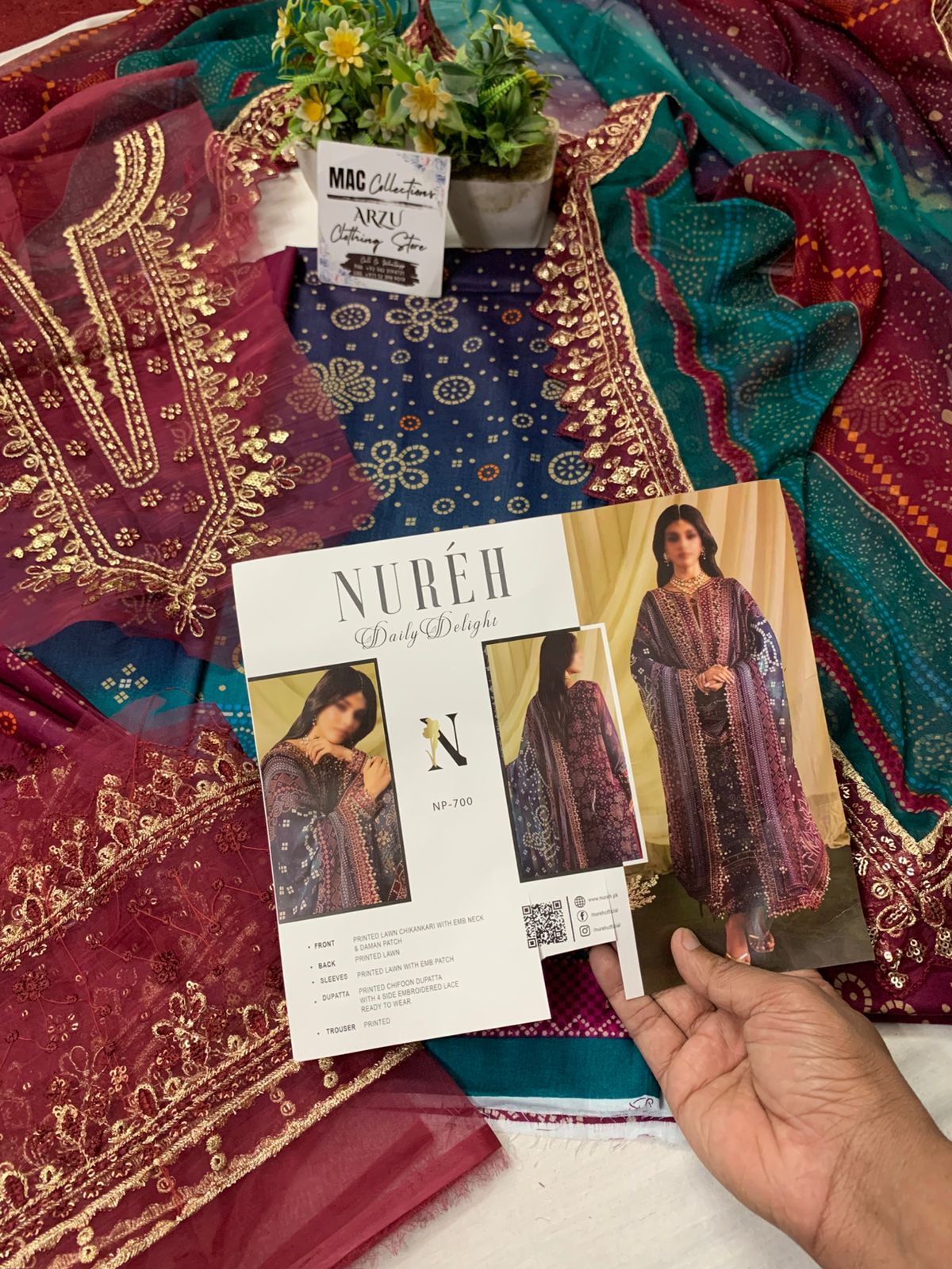 NUR Embroidered Multi Luxury Lawn Dress
