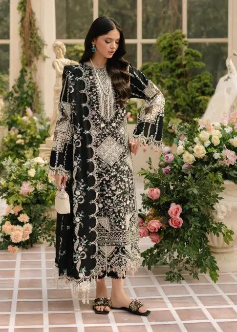 BI Embroidered Black luxury lawn Dress