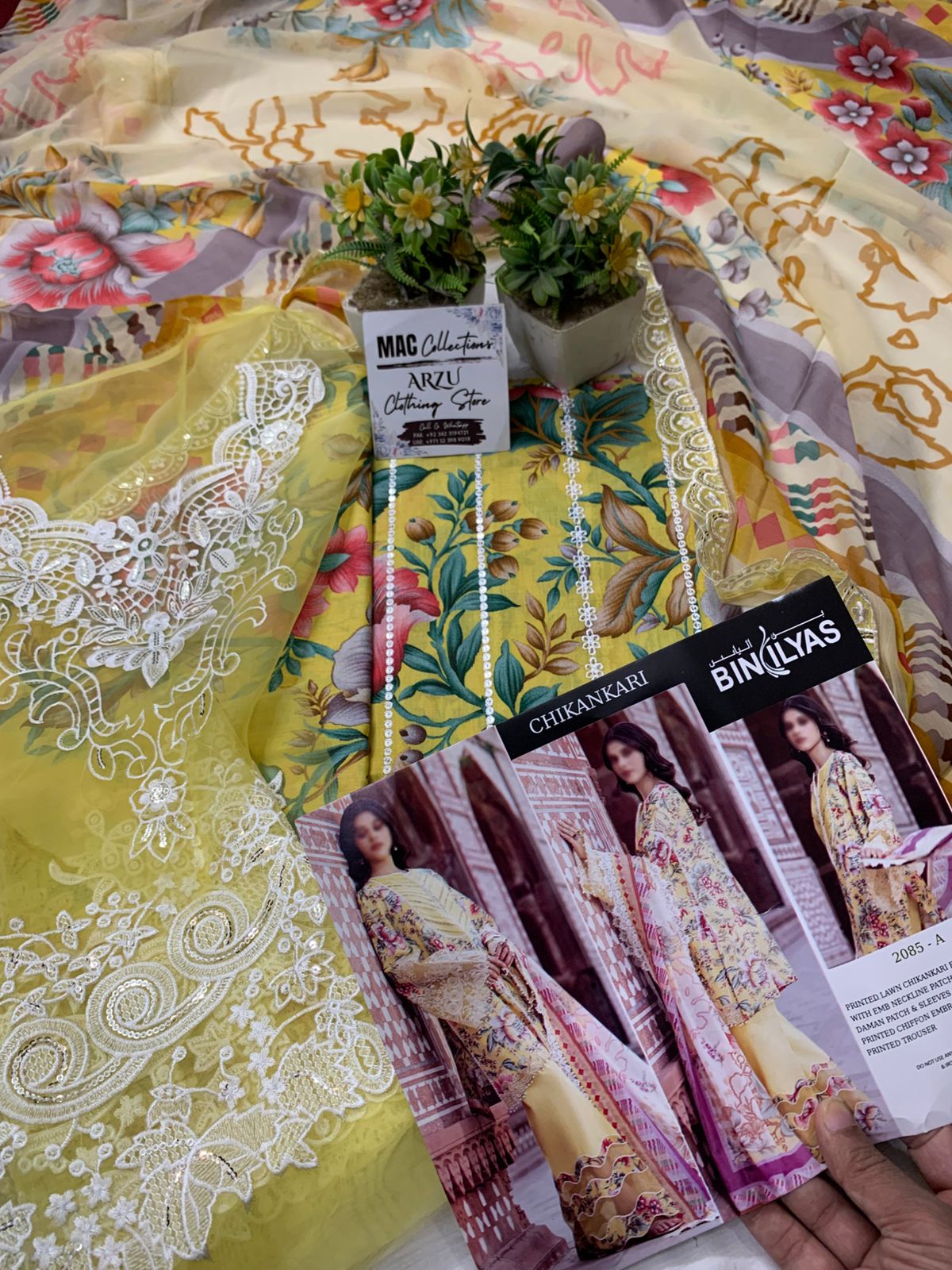 BI Embroidered Yellow Luxury Lawn Dress