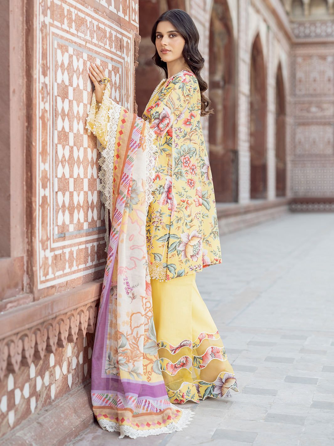 BI Embroidered Yellow Luxury Lawn Dress