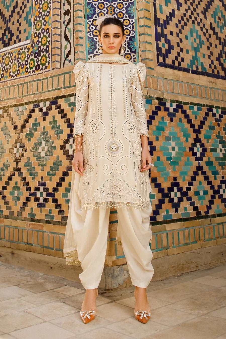 Maria B Offwhite Luxury Lawn  Collection Replica