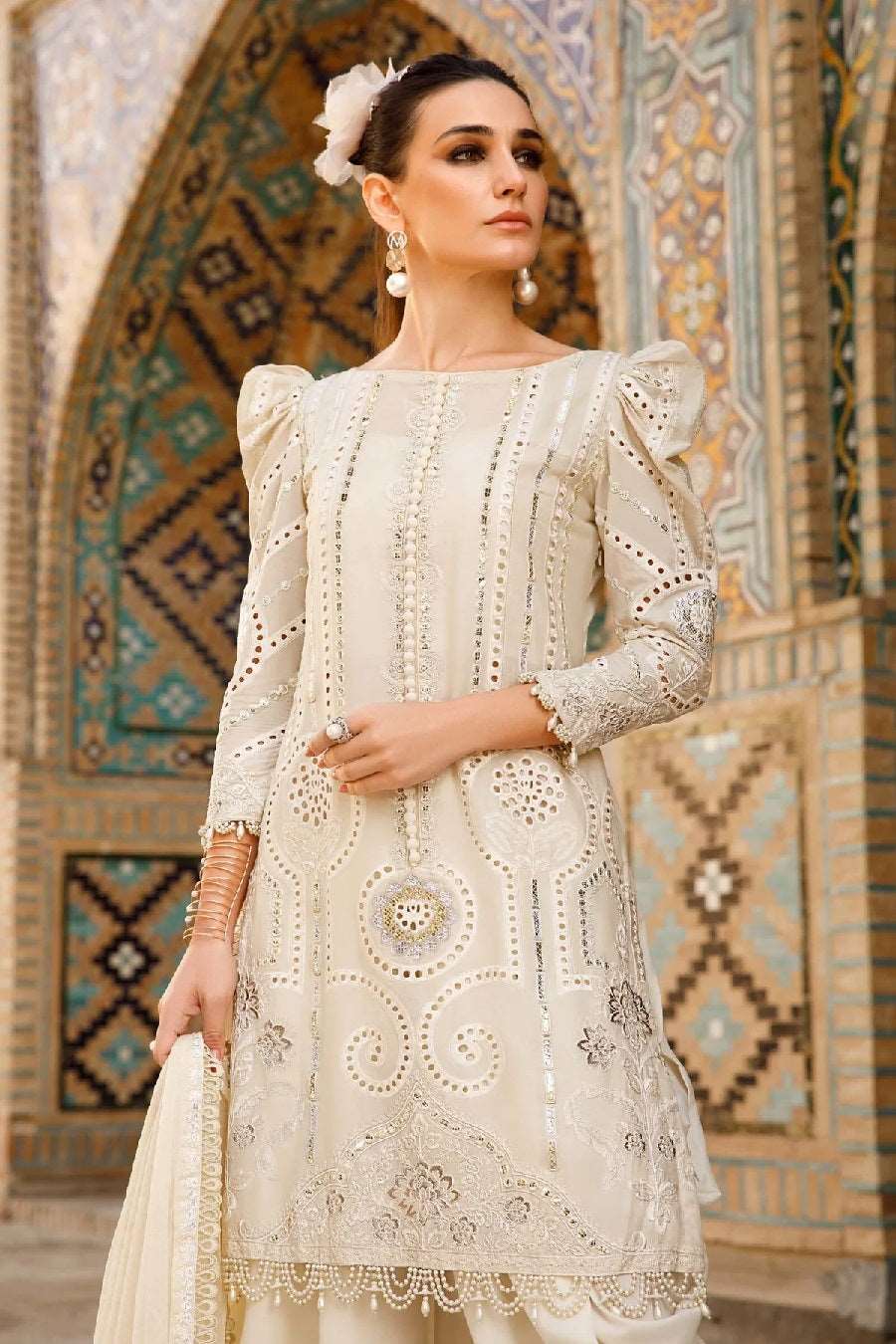 Maria B Offwhite Luxury Lawn  Collection Replica