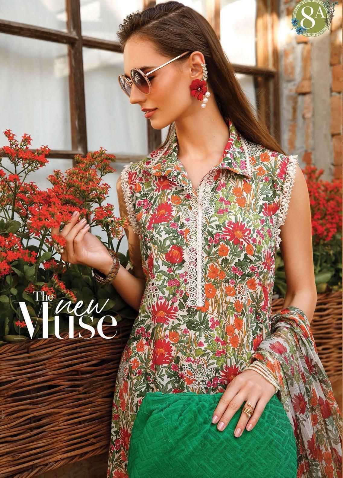 Maria B M Print Orange Flower Luxury Lawn Collection Replica