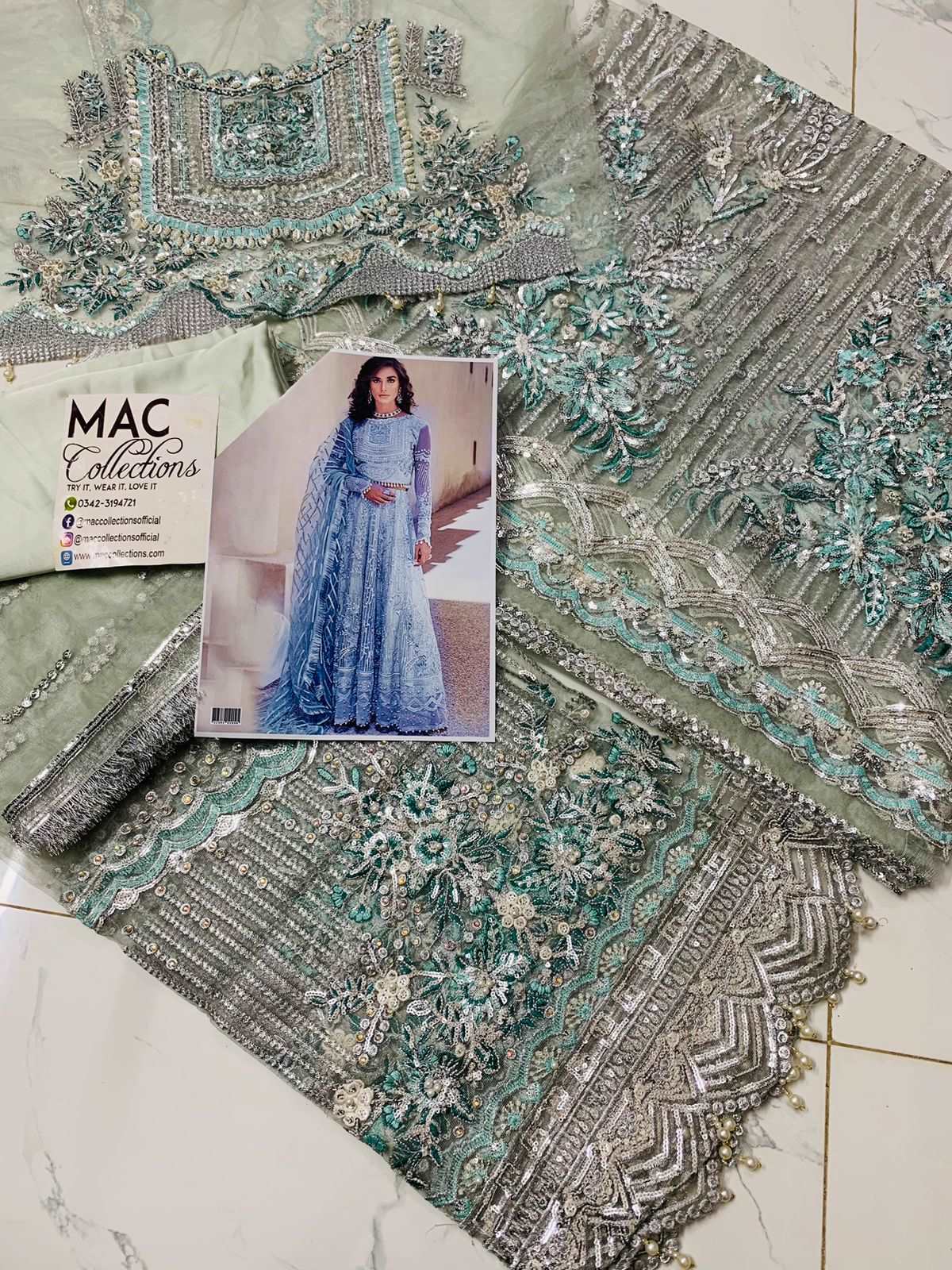 Mushq Bridal ice blue Maxi Luxury Net Collection Replica