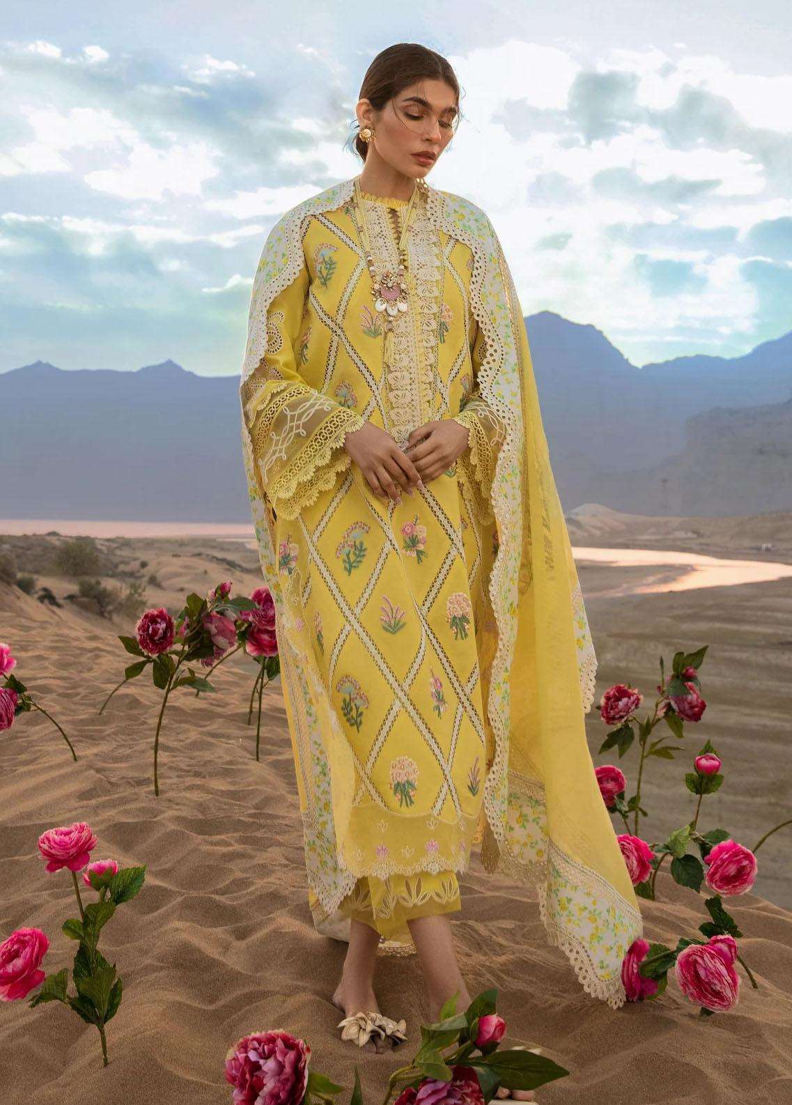 Crimson yellow Luxury Lawn Collection Replica