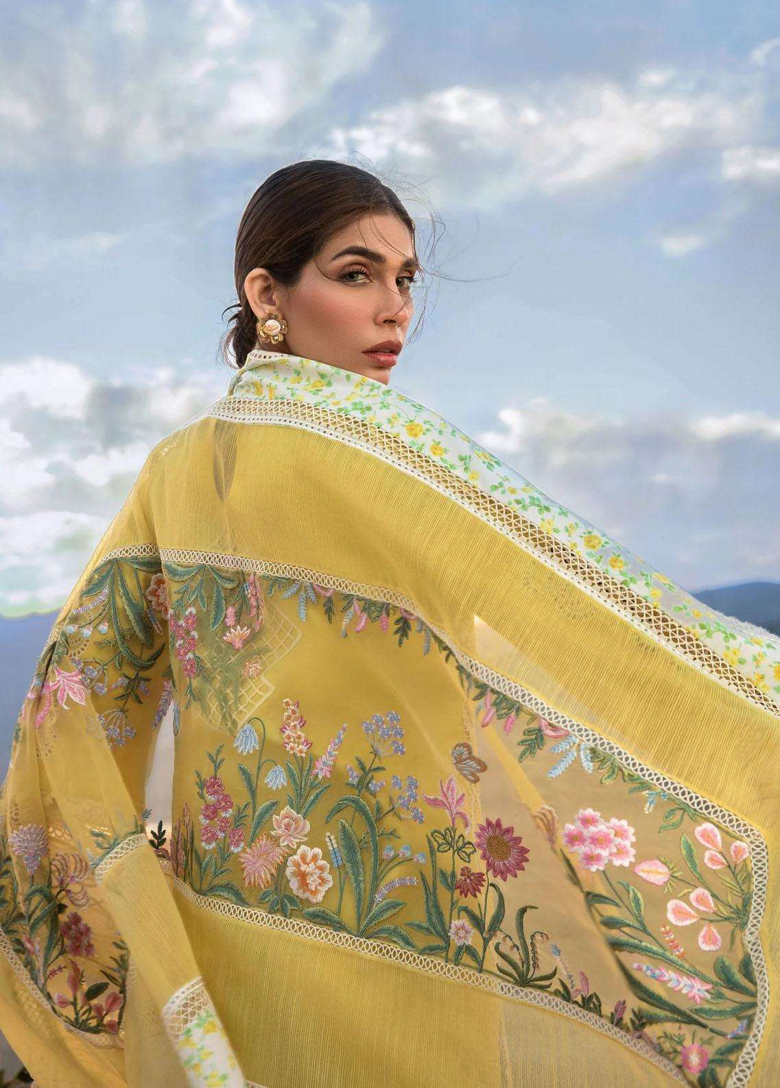 Crimson yellow Luxury Lawn Collection Replica