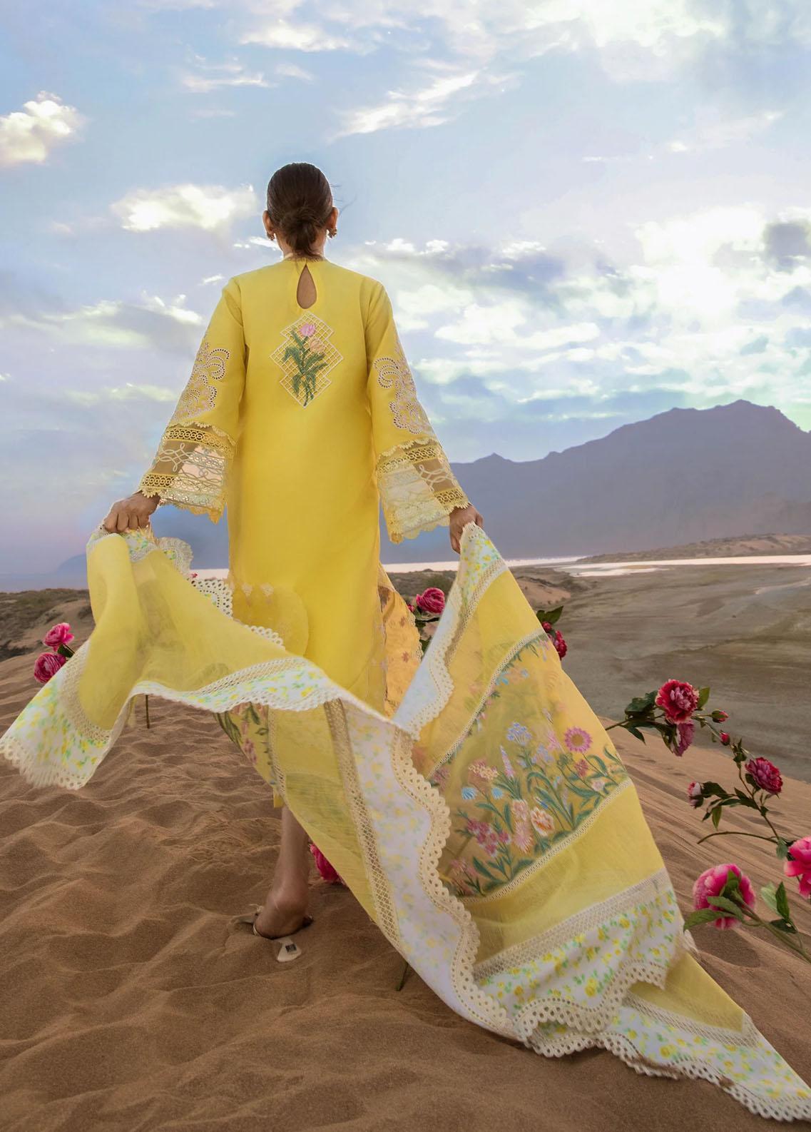 Crimson yellow Luxury Lawn Dress