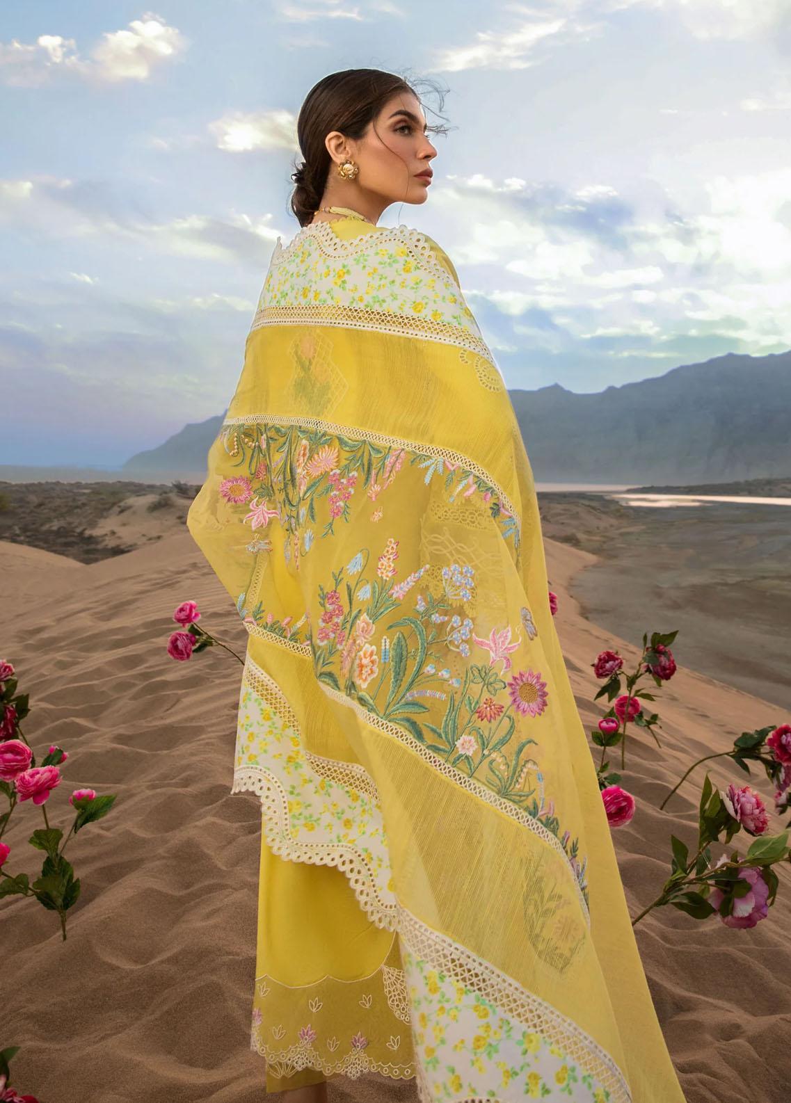 Crimson yellow Luxury Lawn Dress