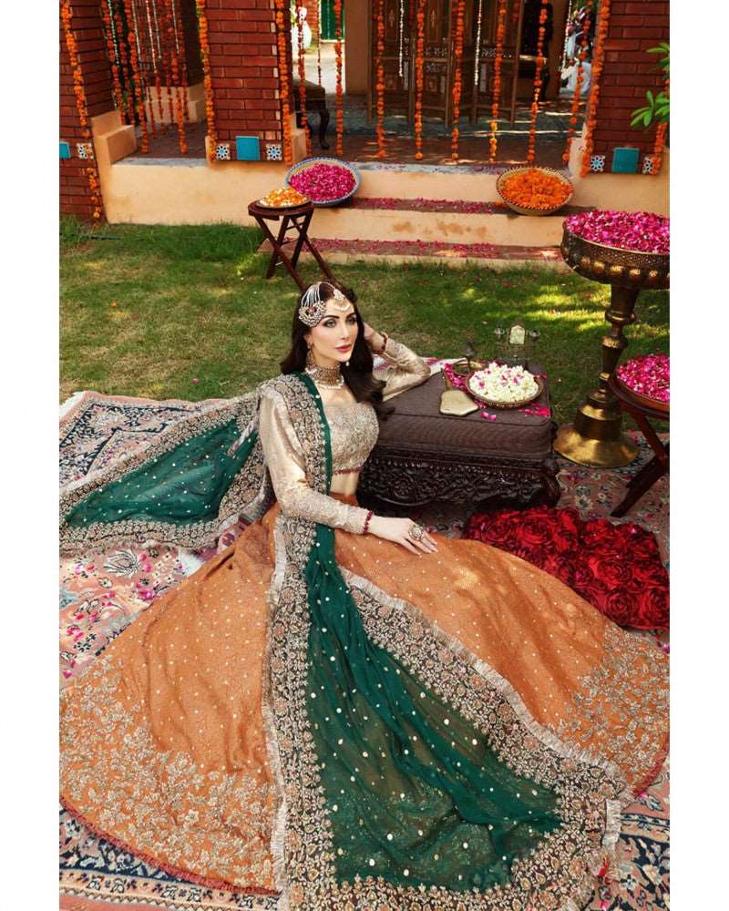 Aisha Imran Bridal Skin & Orange Maxi Net Collection Replica