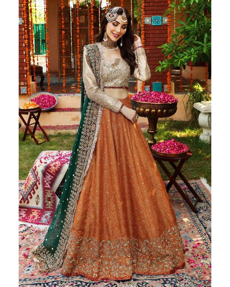 Aisha Imran Bridal Skin & Orange Maxi Net Collection Replica