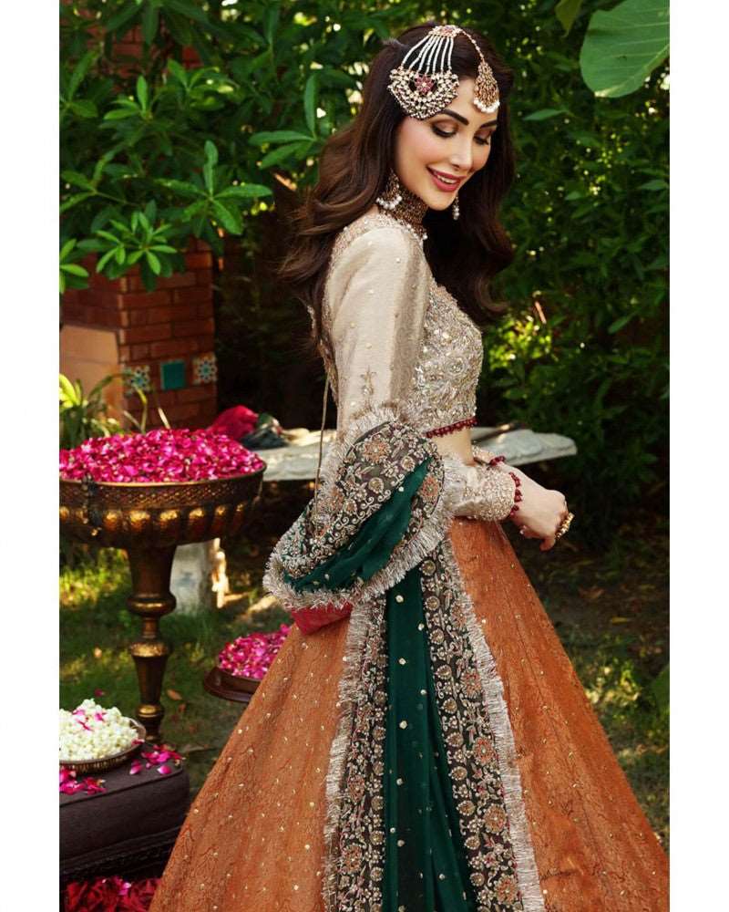 Aisha Imran Bridal Skin & Orange Maxi Net Collection Replica