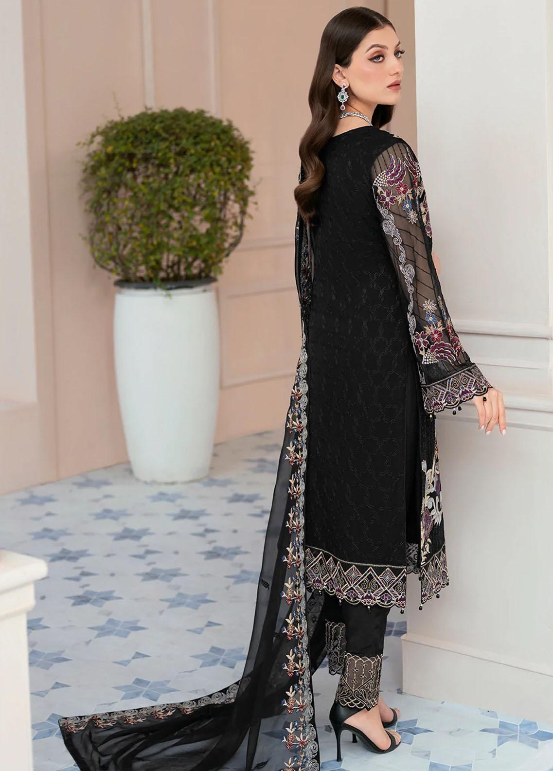 Ramsha Minhal Black Luxury Organza Dress