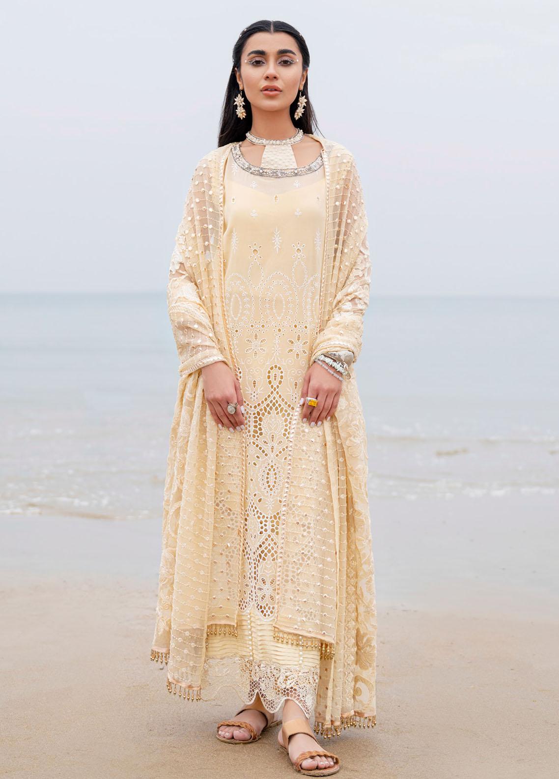 Nureh Cream Luxury Swiss Cotton Dress