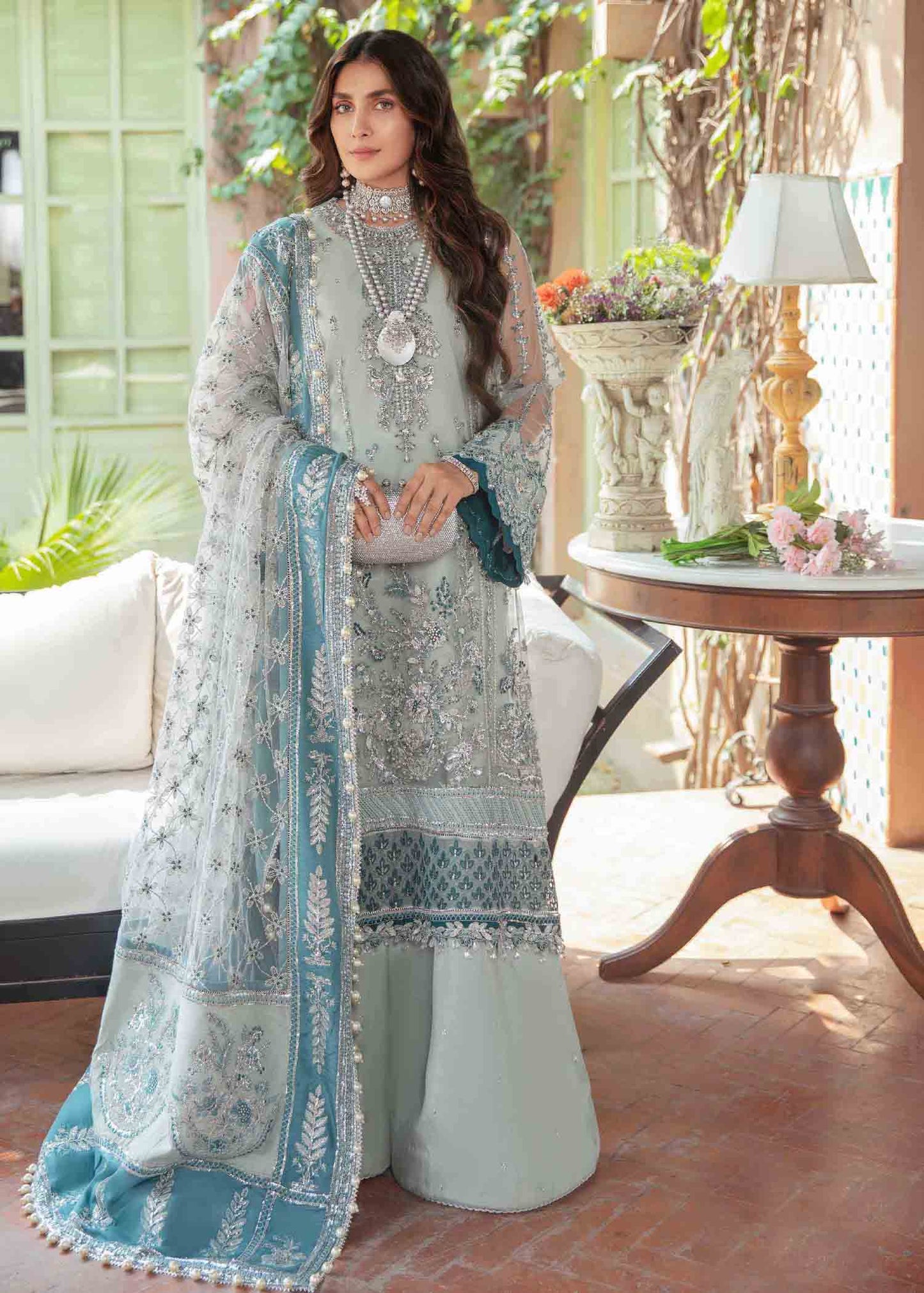 Afrozeh Bridal ferozi Luxury Net Dress