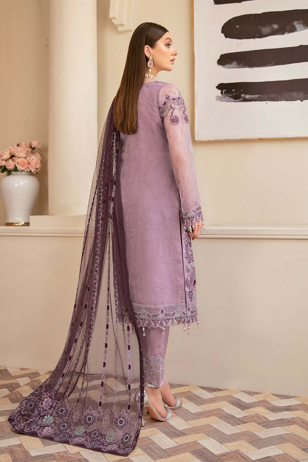 Ramsha Minhal Purple Luxury Organza Dress