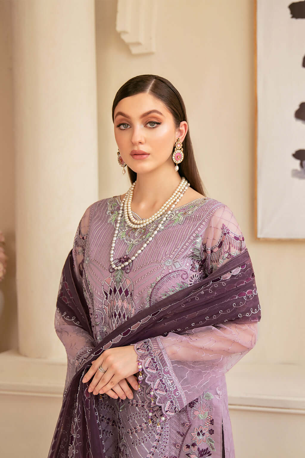 Ramsha Minhal Purple Luxury Organza Dress