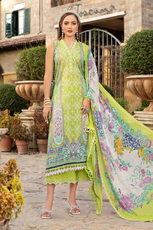 Maria B M Print Parrot Luxury Lawn Dress