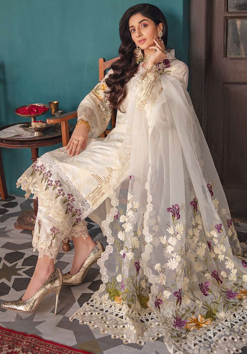 Elaf White Luxury Lawn Dress