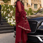 AZU Embroidered Maroon Luxury Chiffon Dress