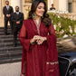 AZU Embroidered Maroon Luxury Chiffon Dress