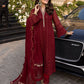 AZU Embroidered Maroon Luxury Chiffon Dress